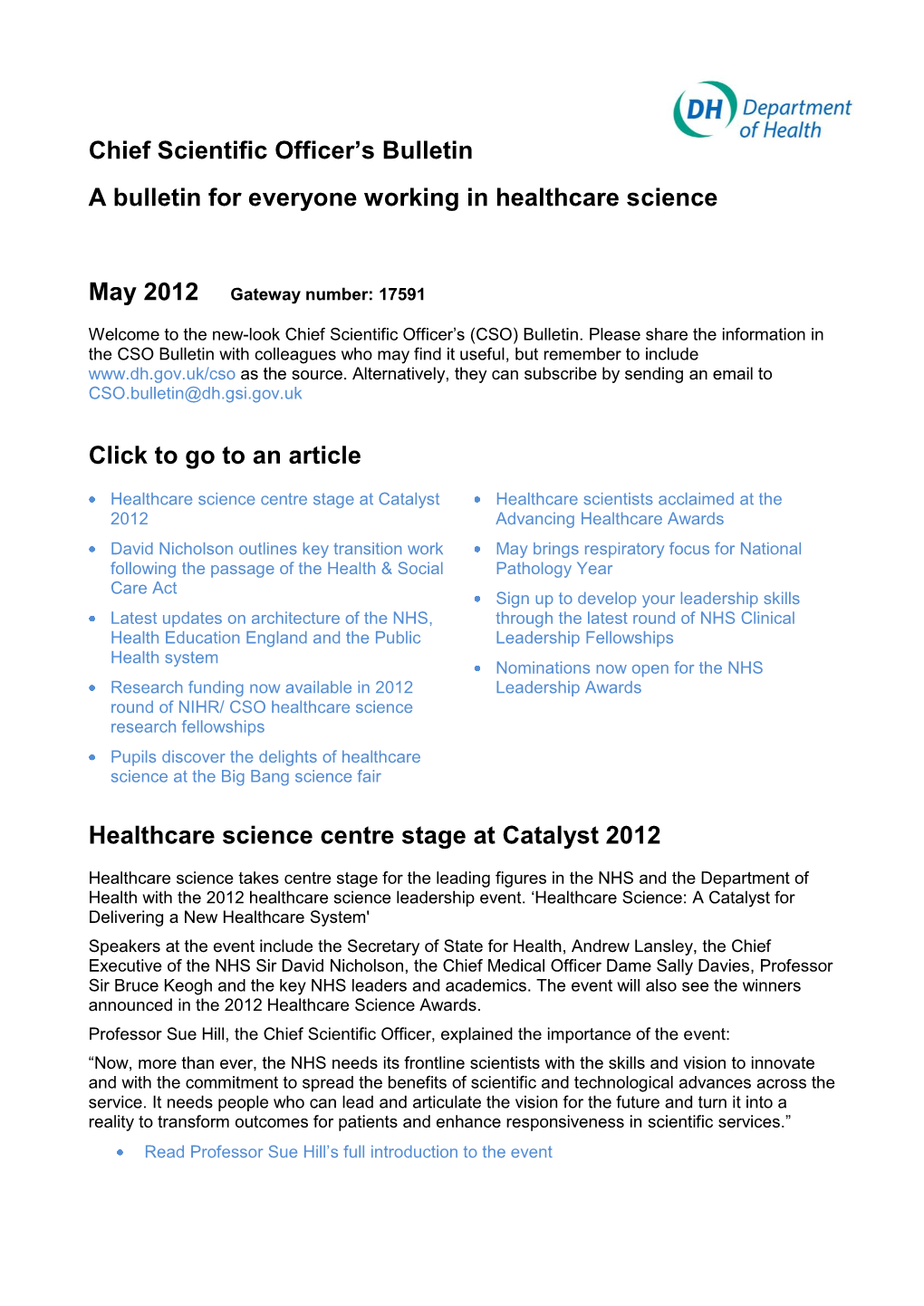The Chief Scientific Officer's Bulletin