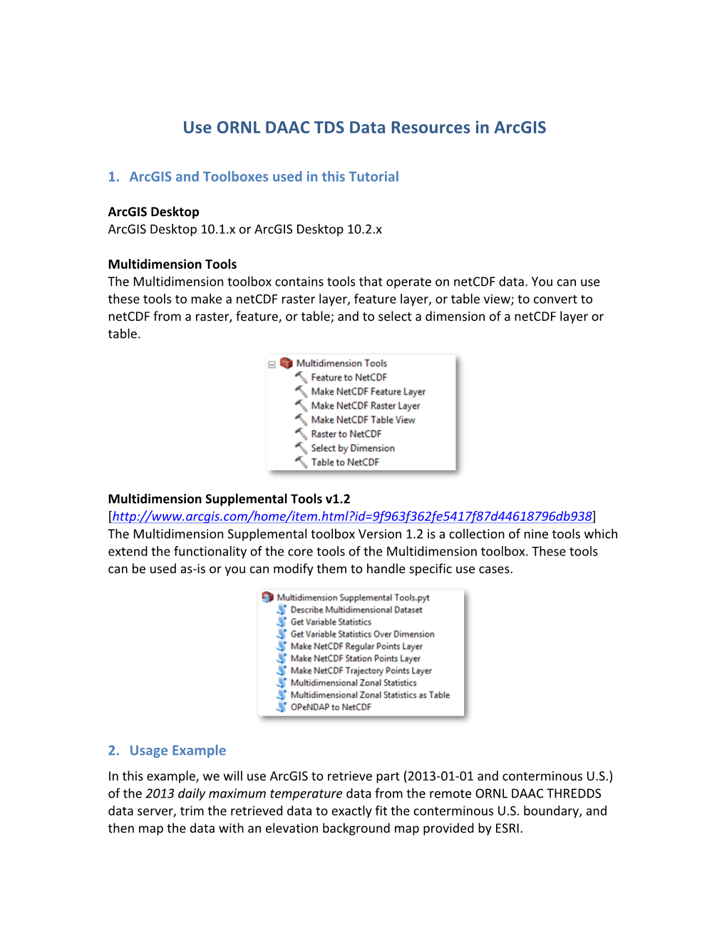 Use ORNL DAAC TDS Data Resources in Arcgis