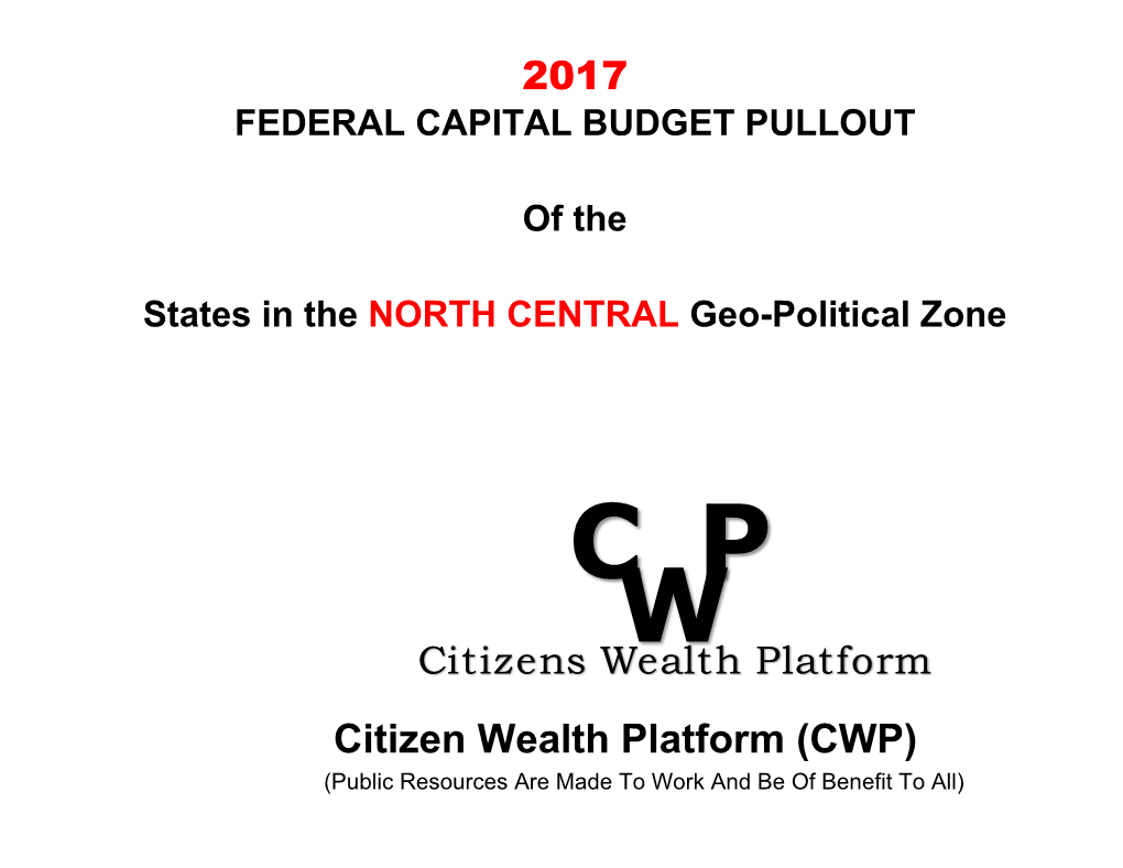 2017 NORTH CENTRAL FEDERAL CAPITAL BUDGET PULLOUT Page 2