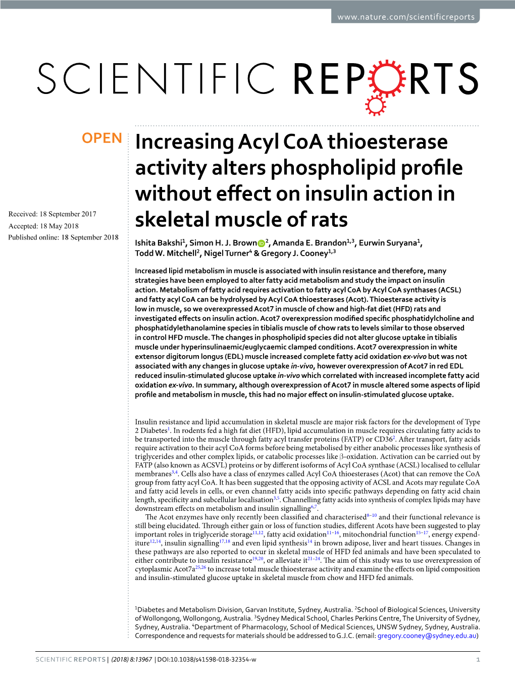 Increasing Acyl Coa Thioesterase Activity Alters Phospholipid Profile Without Effect on Insulin Action in Skeletal Muscle Of