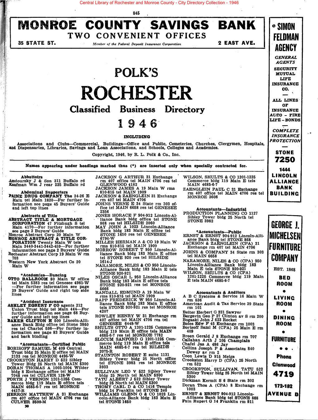 Rochester and Monroe County - City Directory Collection - 1946