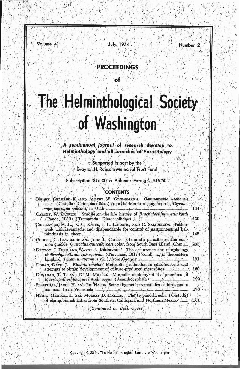 Proceedings of the Helminthological Society of Washington 41(2) 1974