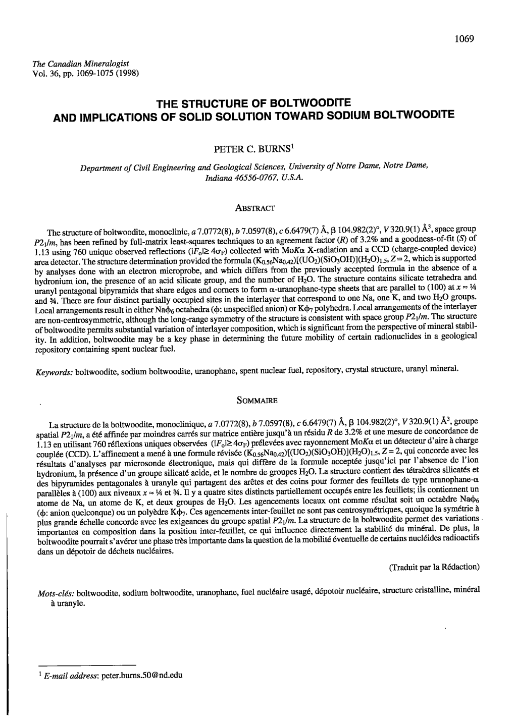 The Structure of Boltwoodite and Implications of Solid Solution Toward Sodium Boltwoodite