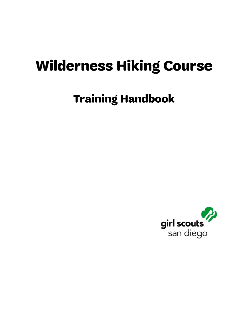 Wilderness Hiking Course Training Handbook