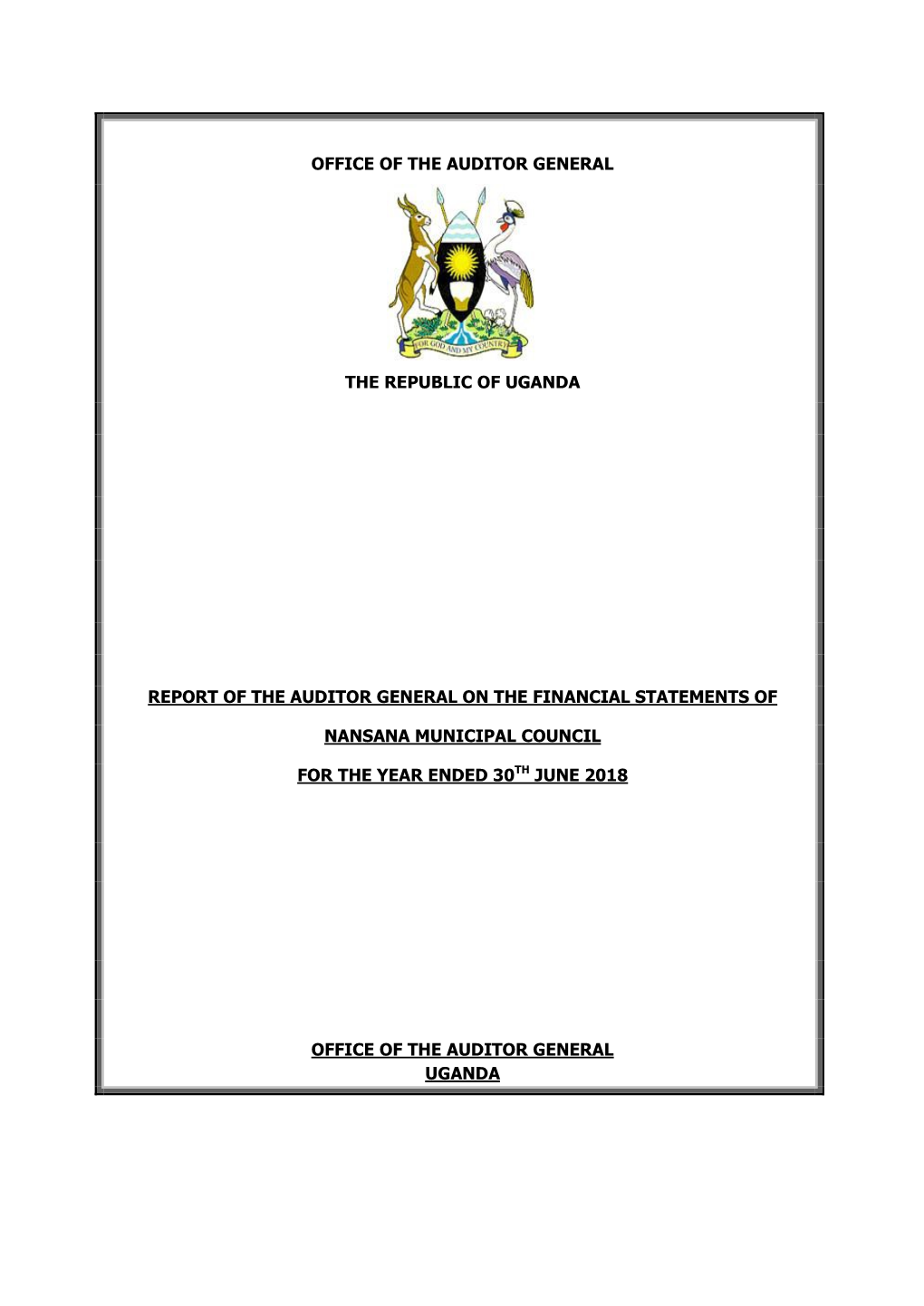 Office of the Auditor General the Republic of Uganda