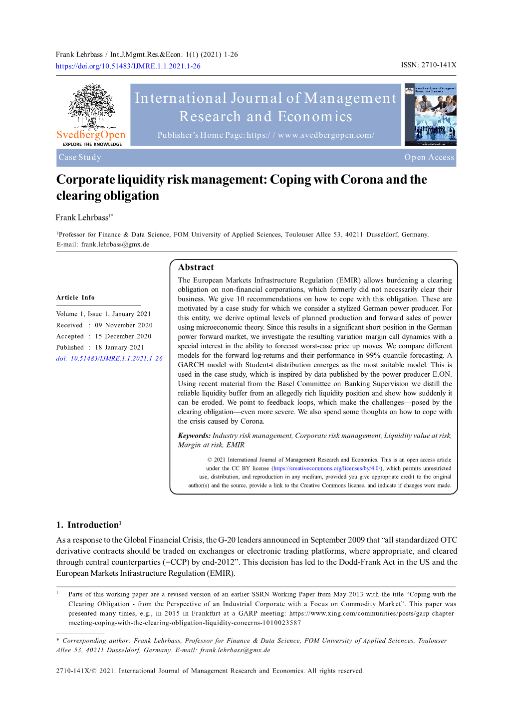 International Journal of Management Research and Economics