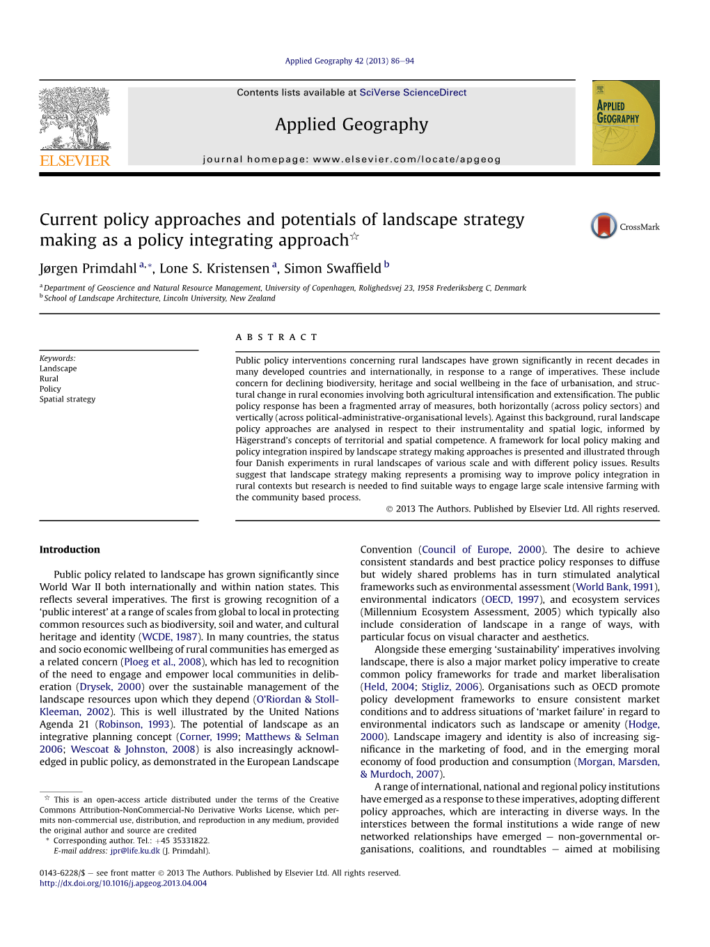 Current Policy Approaches and Potentials of Landscape Strategy Making As a Policy Integrating Approachq