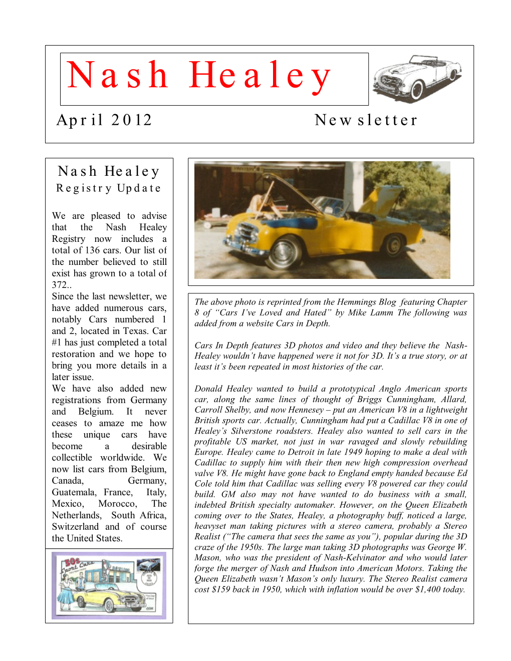 Nash Healey Registry Update