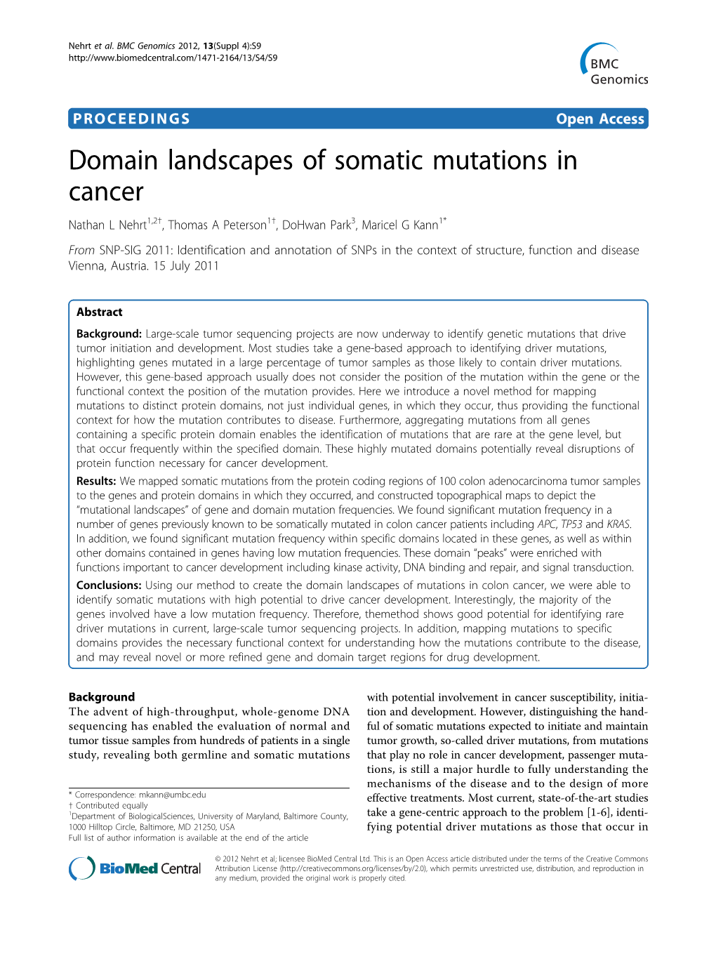 Domain Landscapes of Somatic Mutations in Cancer