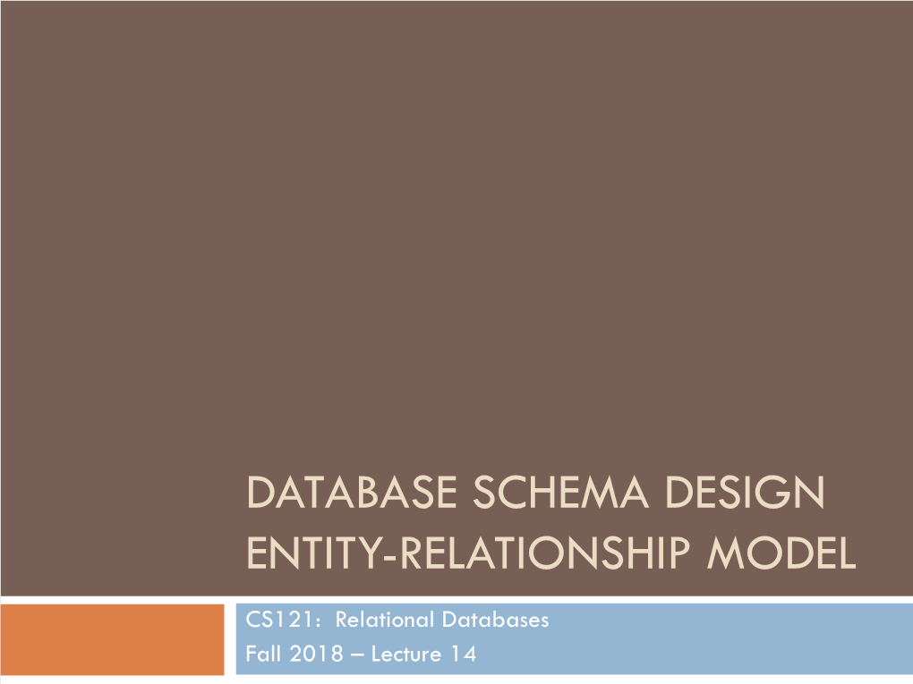 Database Schema Design Entity-Relationship Model