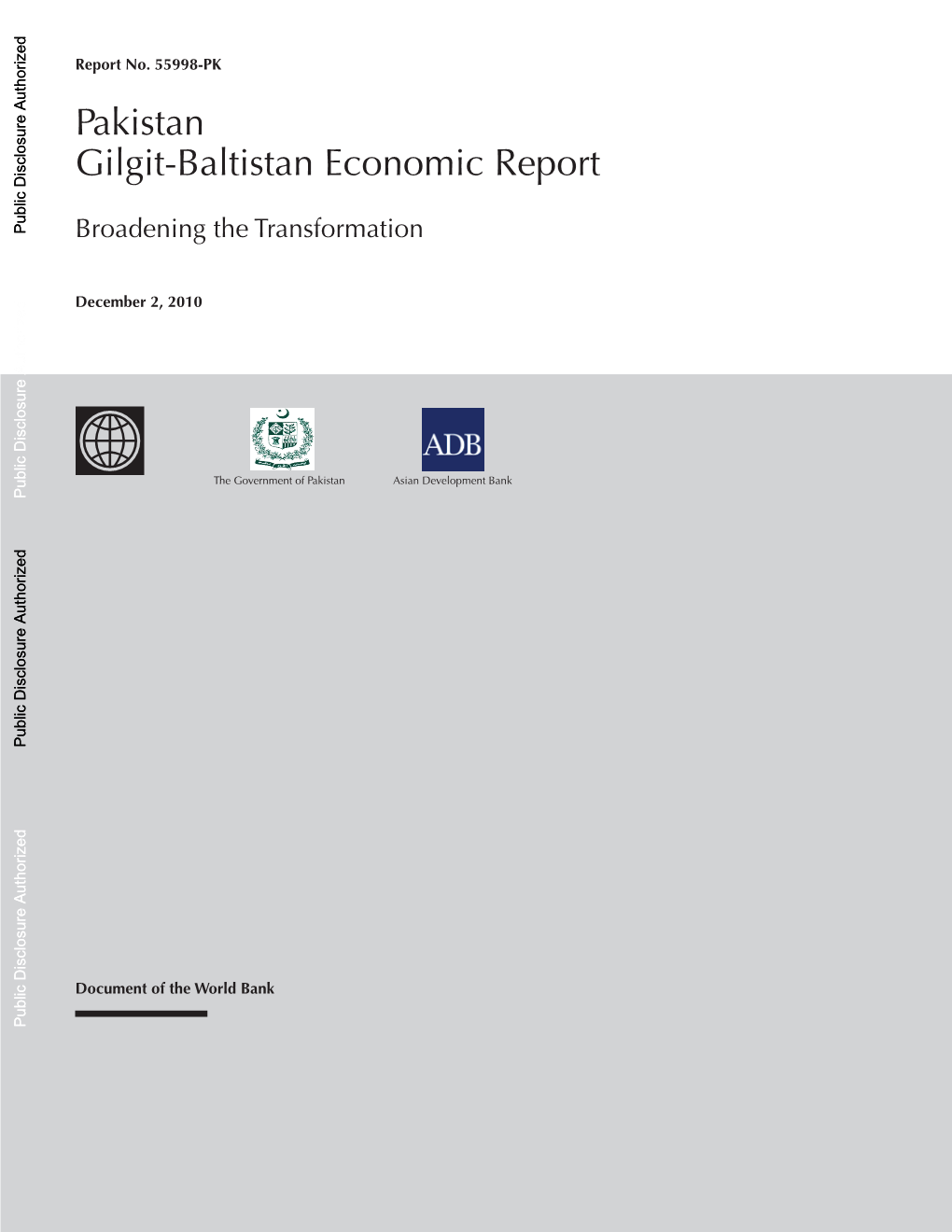 Pakistan Gilgit-Baltistan Economic Report