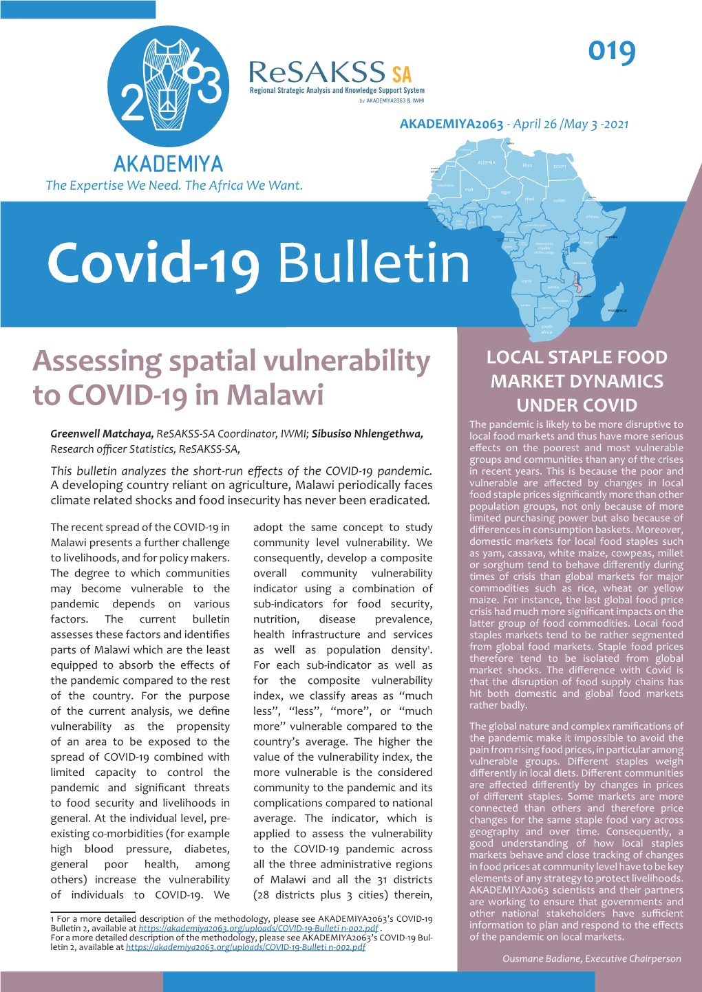 Assessing Spatial Vulnerability to COVID-19 in Malawi