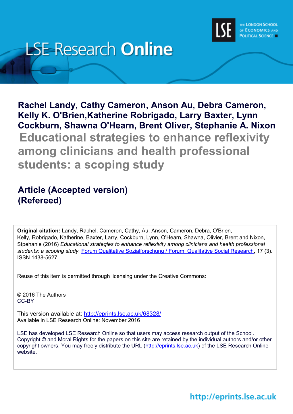 Educational Strategies to Enhance Reflexivity Among Clinicians and Health Professional Students: a Scoping Study