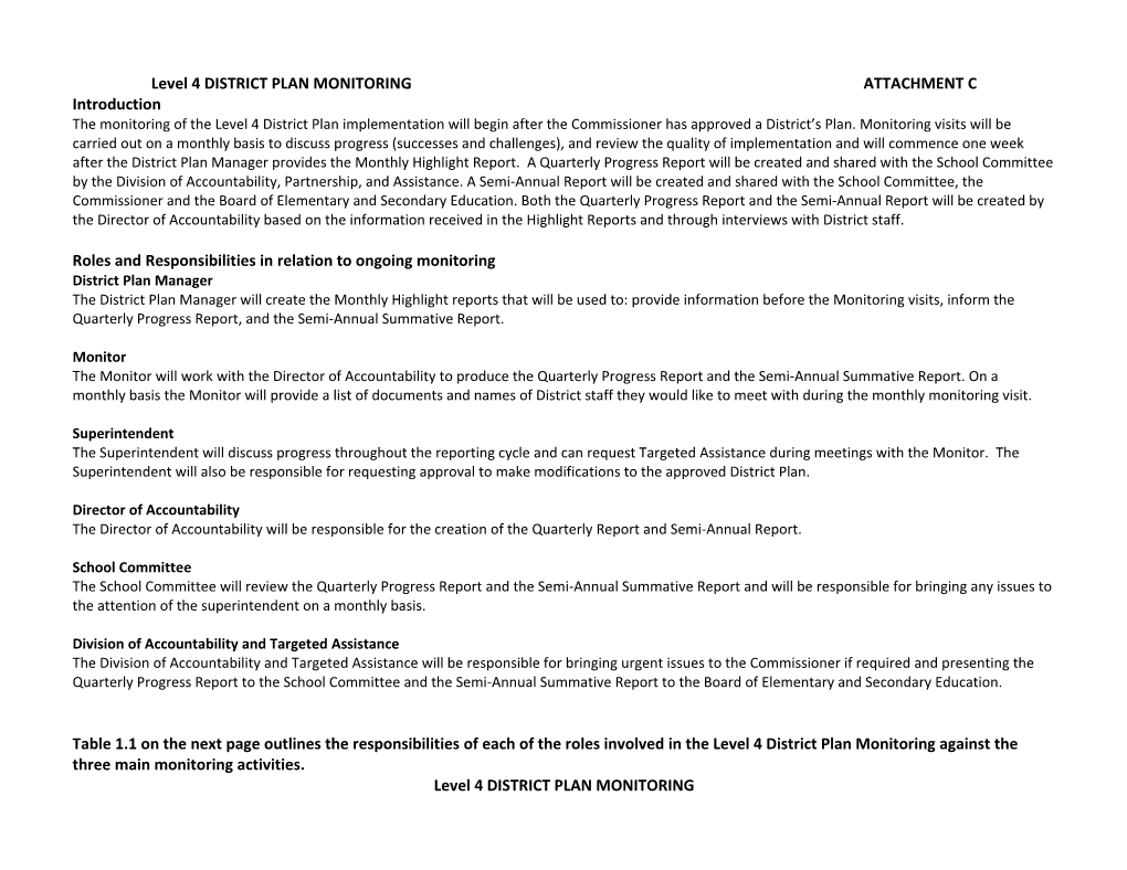 Attachment C: Level 4 District Plan Monnitoring, May 2011