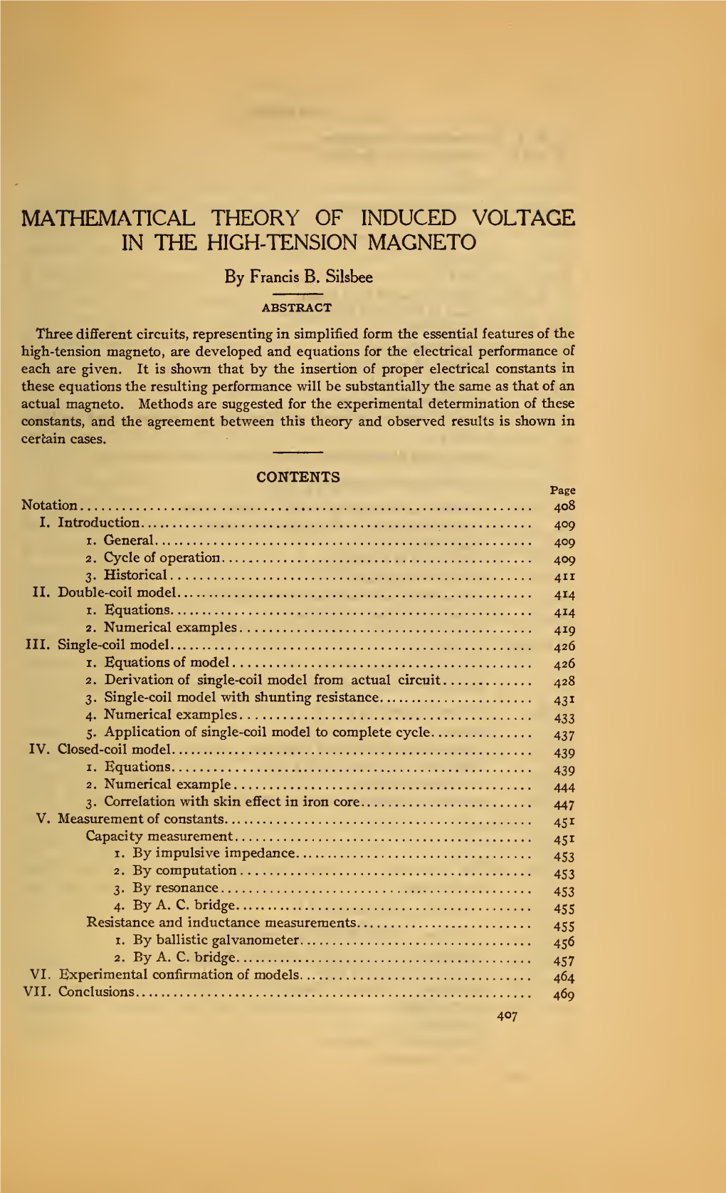 Mathematical Theory of Induced Voltage in the High-Tension Magneto