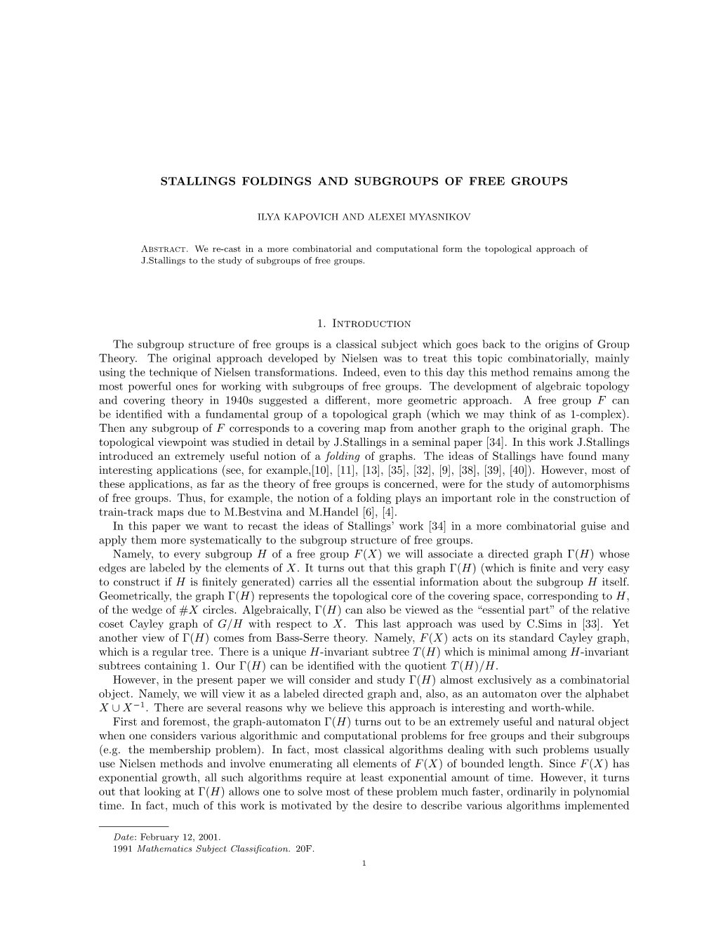 Stallings Foldings and the Subgroup Structure of Free Groups