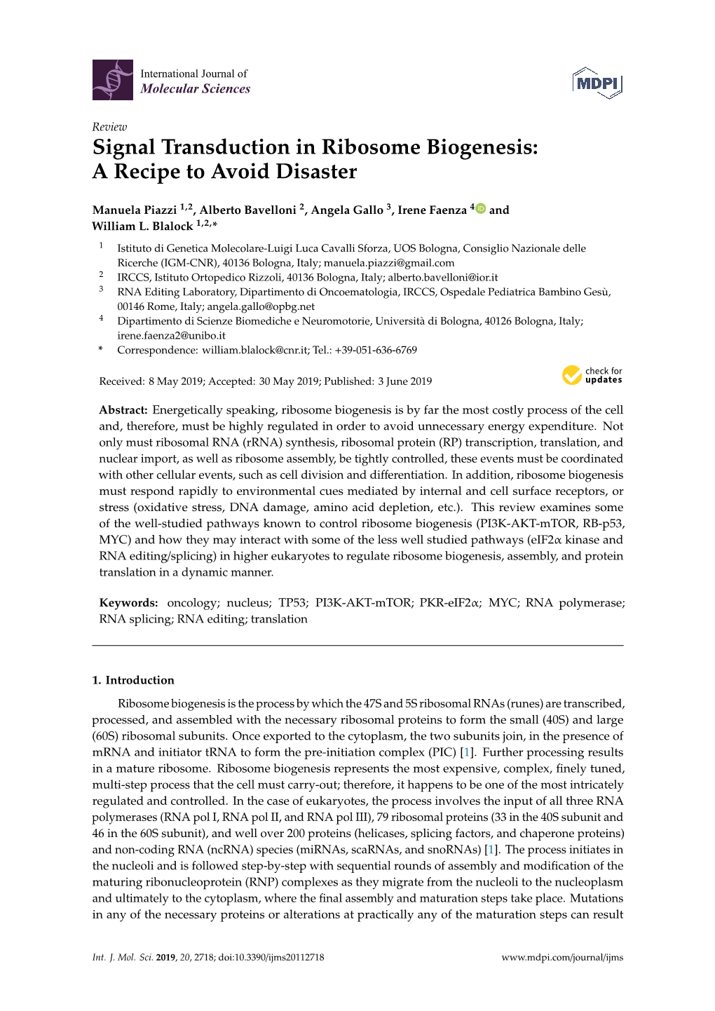 Signal Transduction in Ribosome Biogenesis: a Recipe to Avoid Disaster