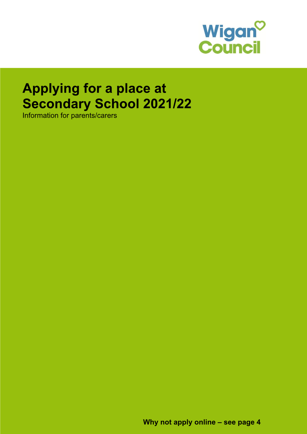 Applying for a Place at Secondary School Booklet 2021-22