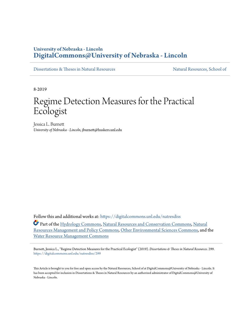 Regime Detection Measures for the Practical Ecologist Jessica L