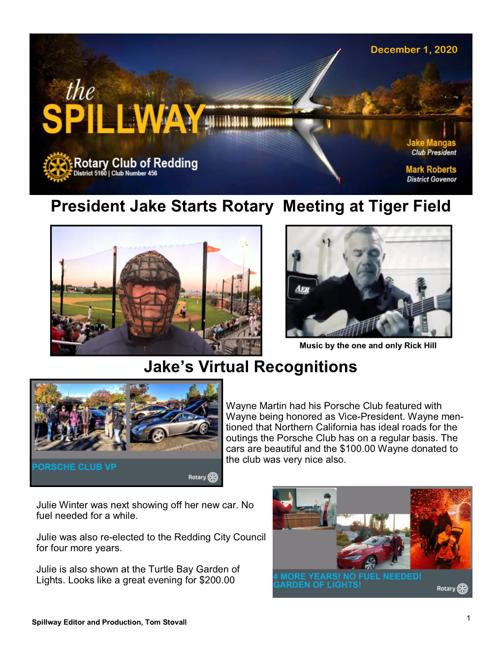 President Jake Starts Rotary Meeting at Tiger Field Jake's Virtual
