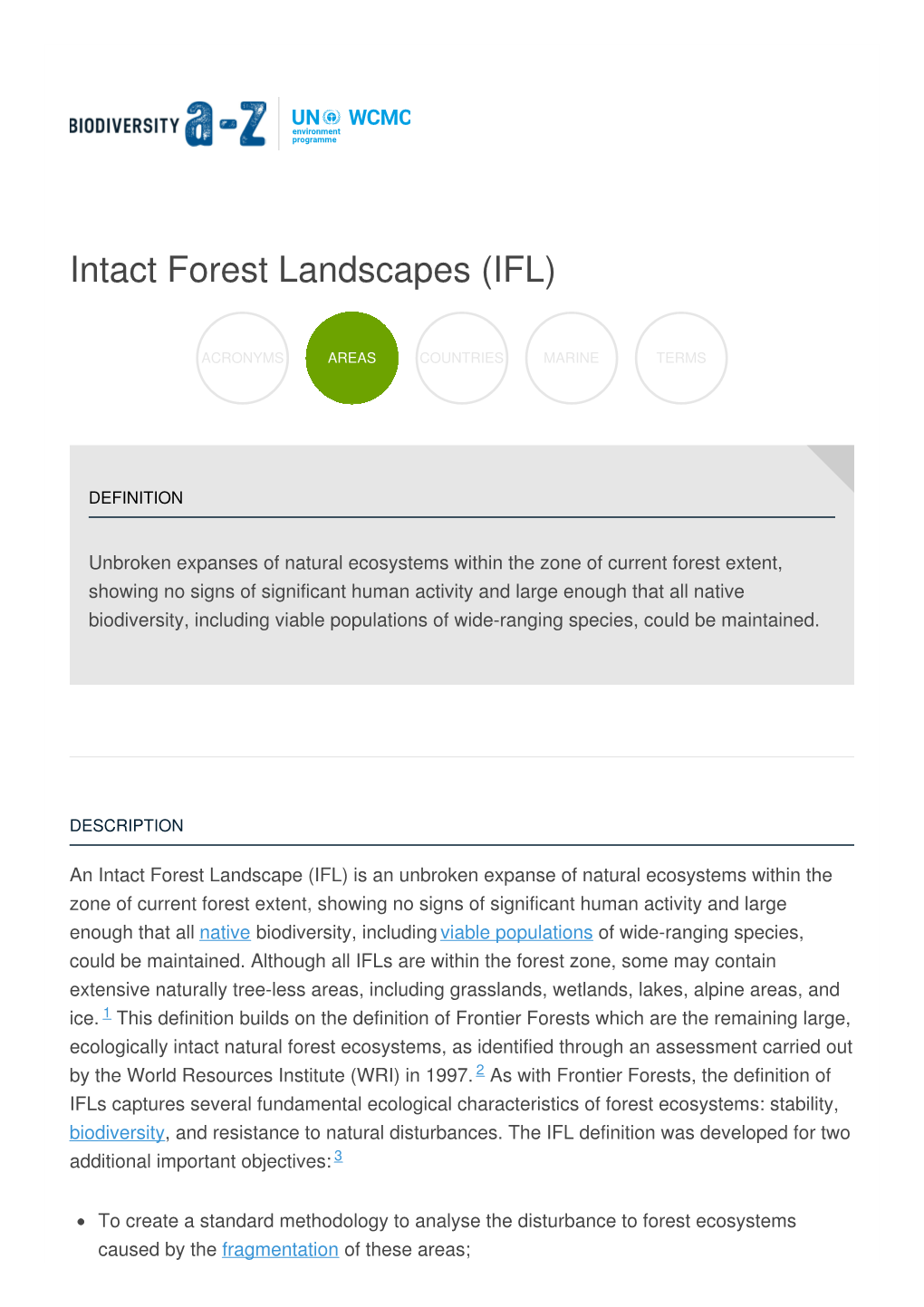 Intact Forest Landscapes (IFL)