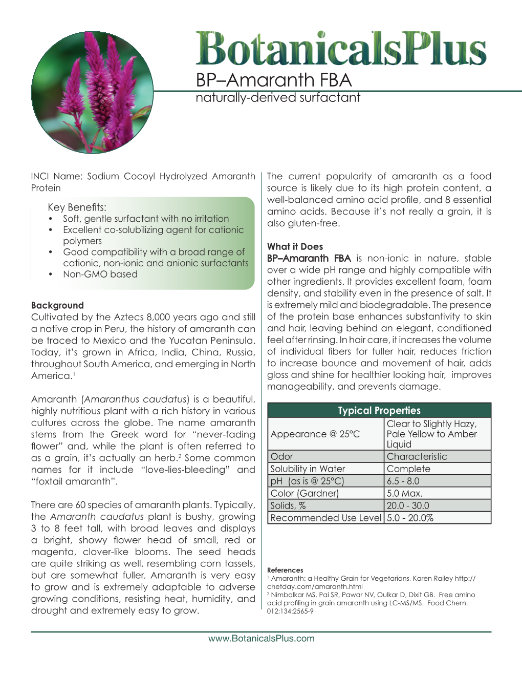 BP–Amaranth FBA Naturally-Derived Surfactant