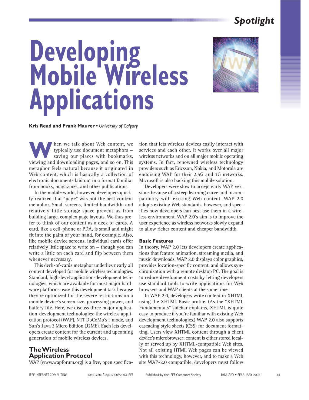 Developing Mobile Wireless Applications