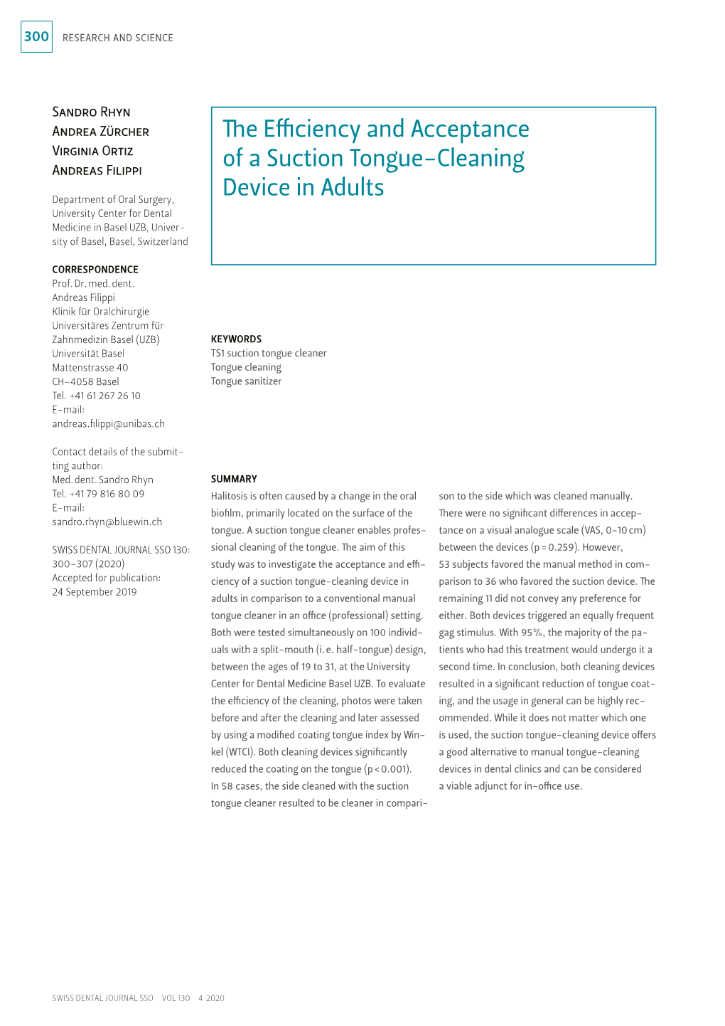 The Efficiency and Acceptance of a Suction Tongue-Cleaning Device In