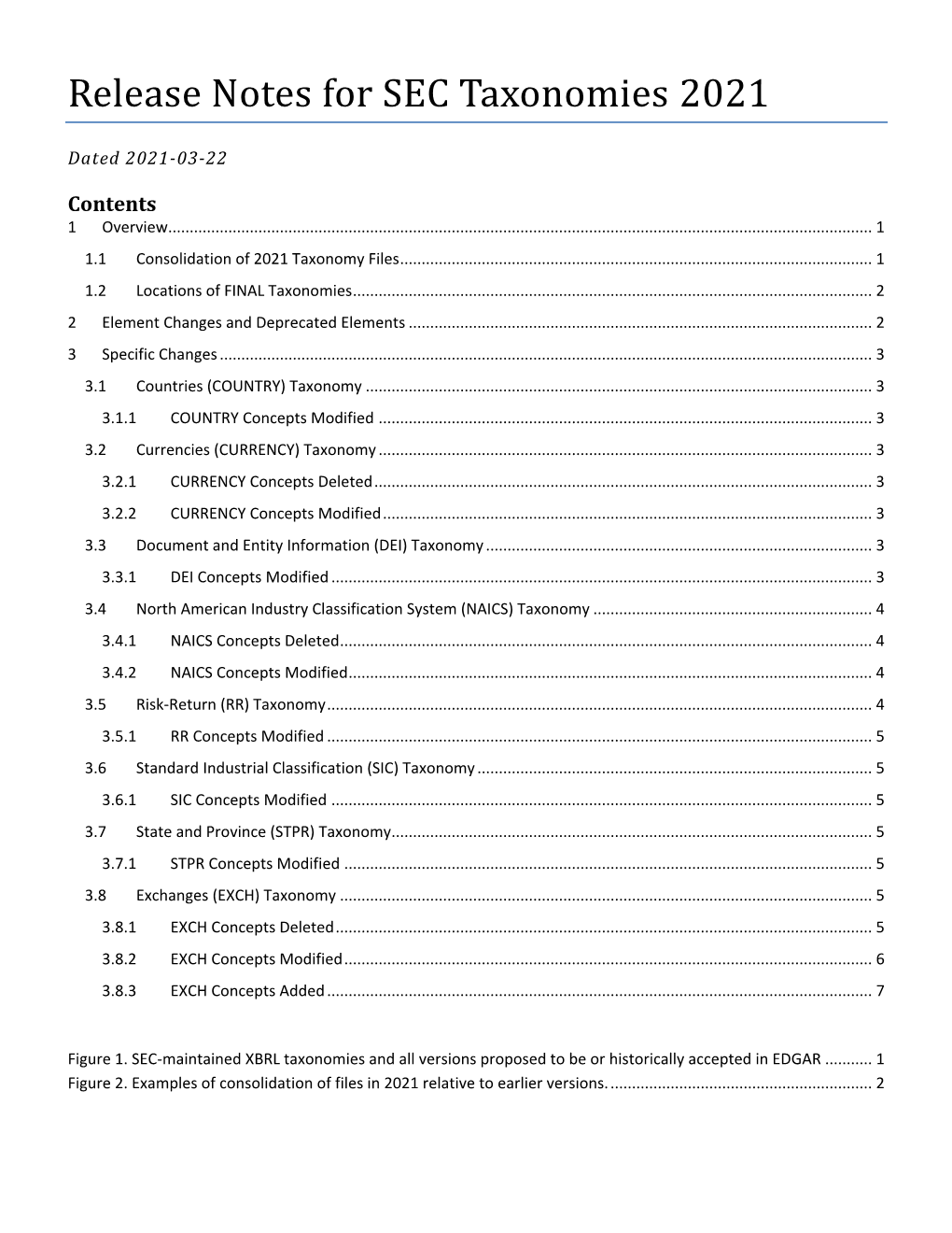 Release Notes for SEC Taxonomies 2021