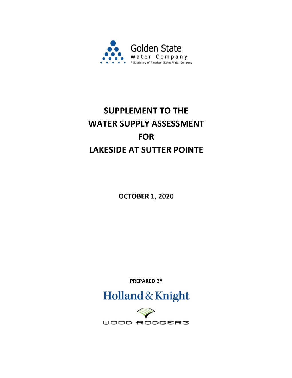 Supplement to the Water Supply Assessment for Lakeside at Sutter Pointe