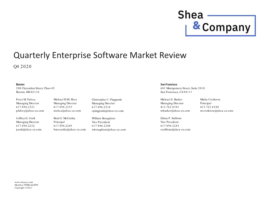 Quarterly Enterprise Software Market Review Q4 2020