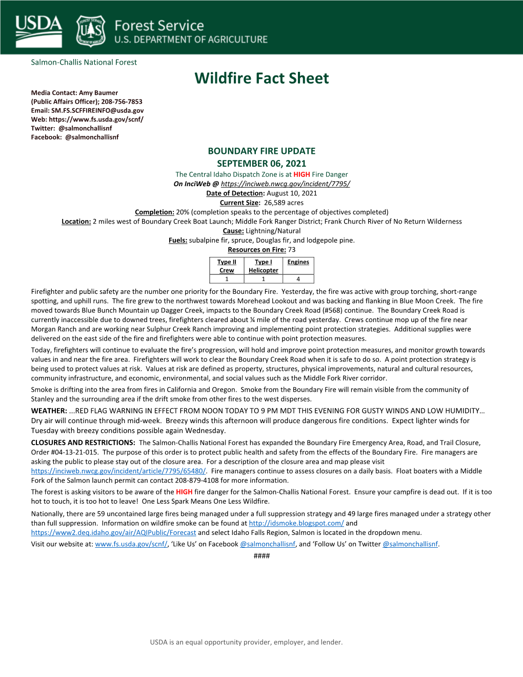 Wildfire Fact Sheet