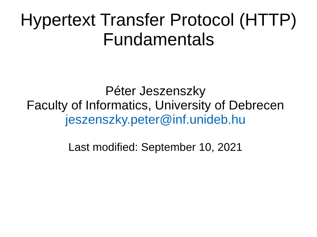 Hypertext Transfer Protocol (HTTP) Fundamentals