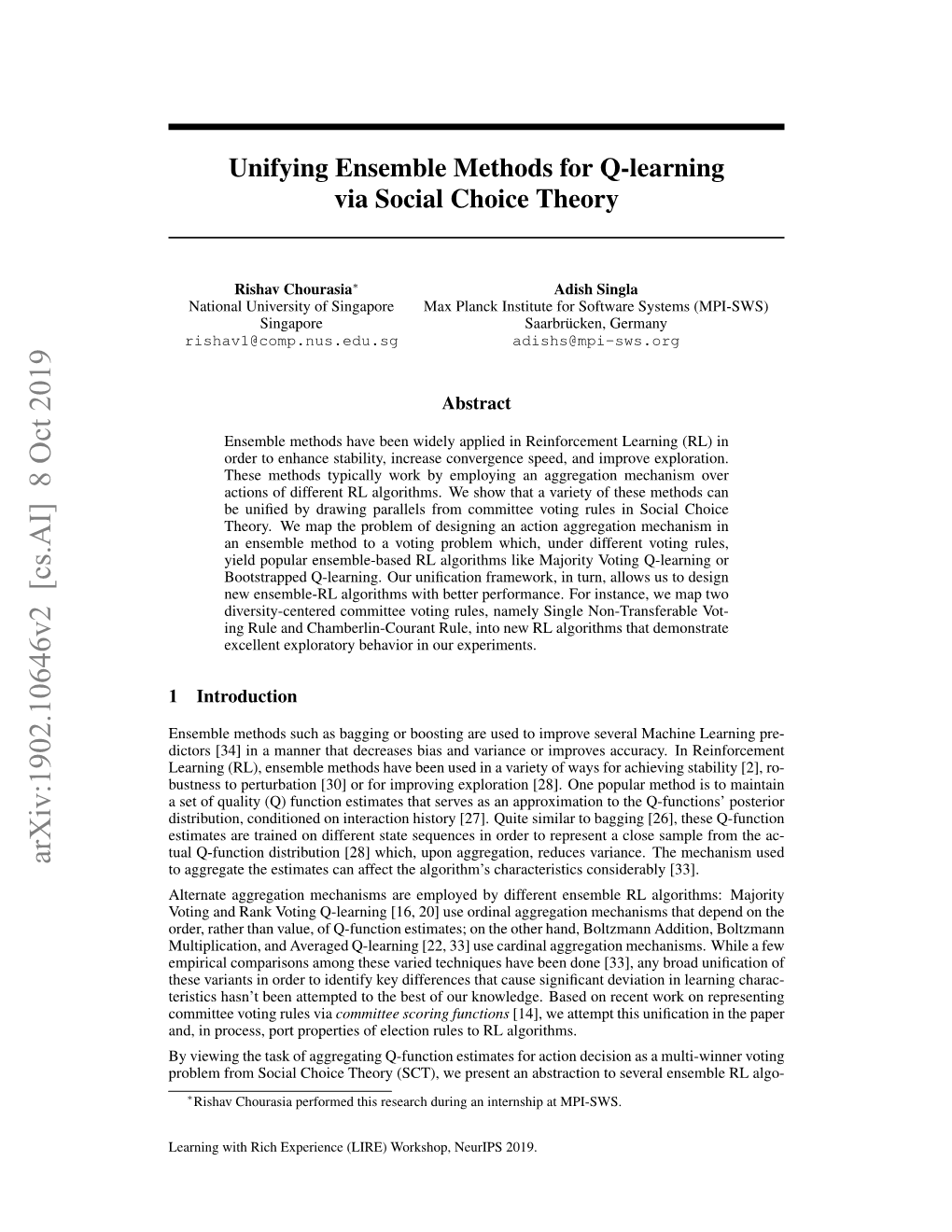 Unifying Ensemble Methods for Q-Learning Via Social Choice Theory