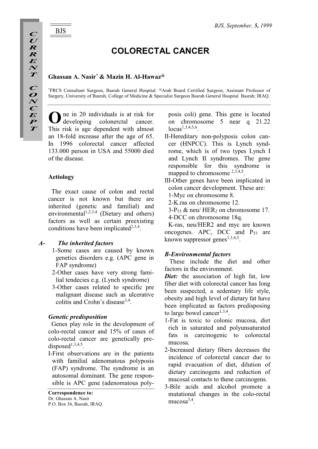 COLORECTAL CANCER E N T Ghassan A