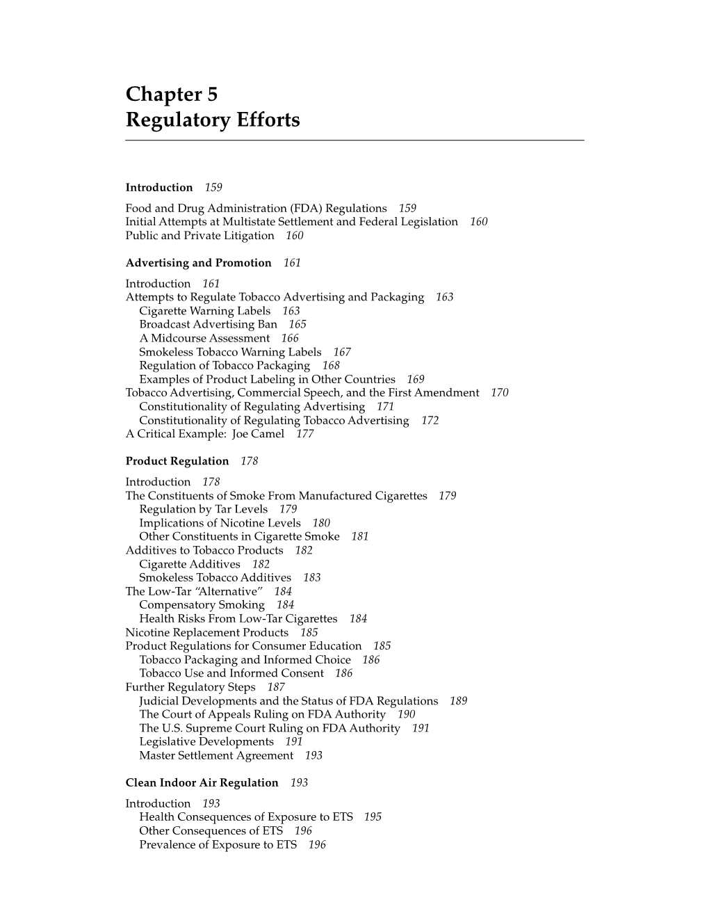 Chapter 5. Regulatory Efforts