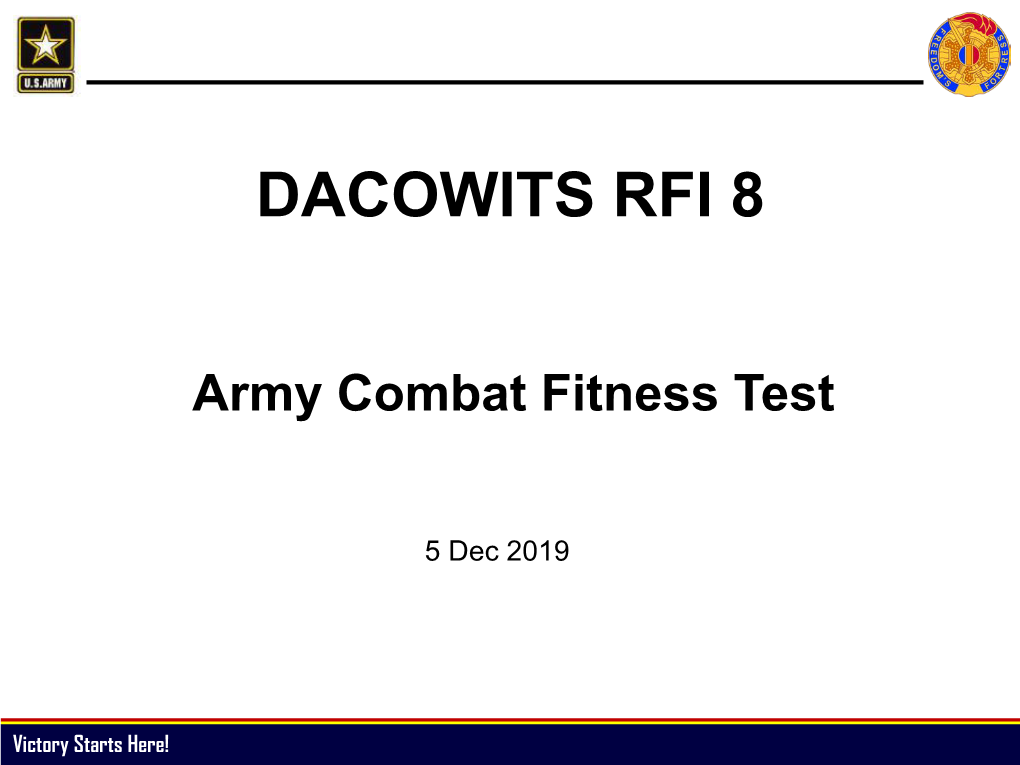 Army Combat Fitness Test DACOWITS RFI 8