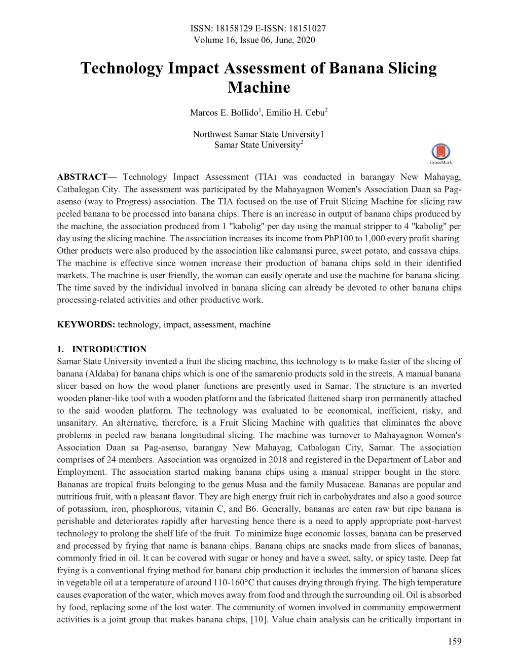 Technology Impact Assessment of Banana Slicing Machine