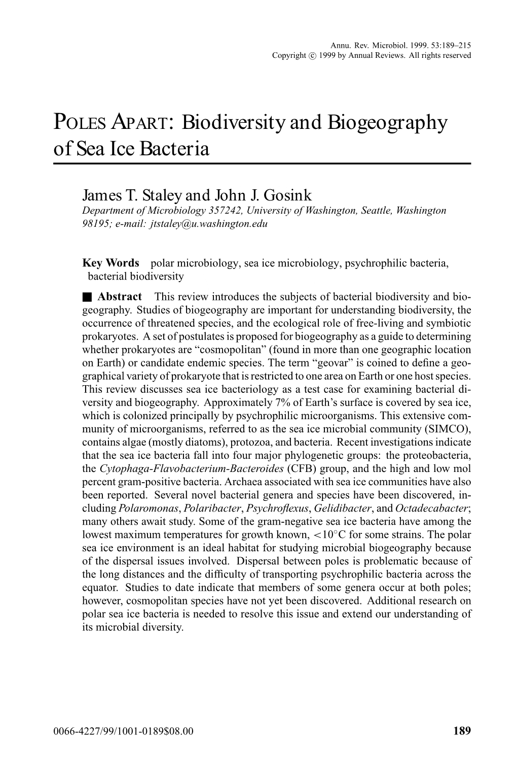 Biodiversity and Biogeography of Sea Ice Bacteria