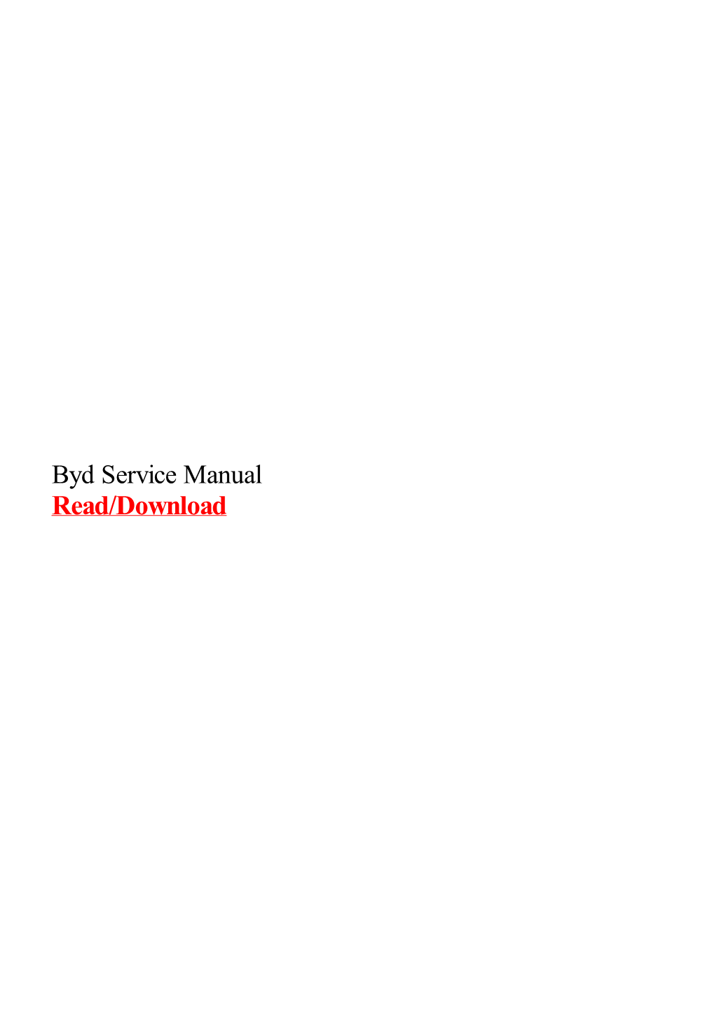 Byd Service Manual