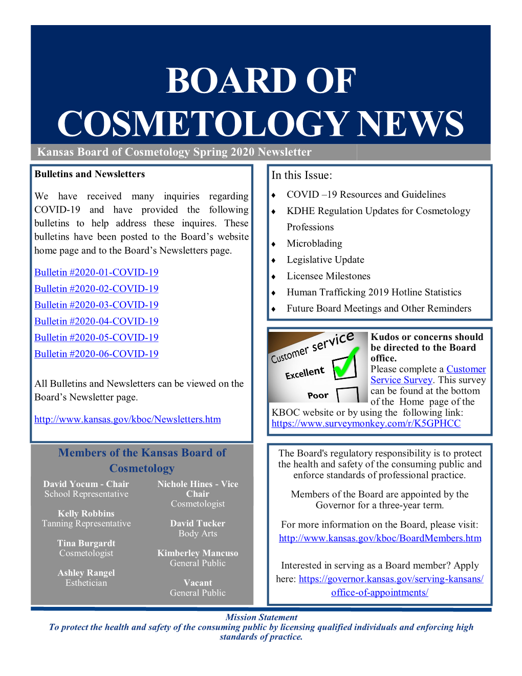 Board of Cosmetology News