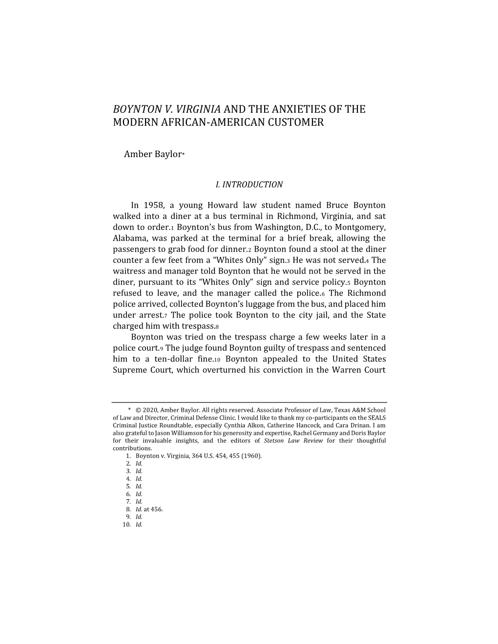 Boynton V. Virginia and the Anxieties of the Modern African-American Customer