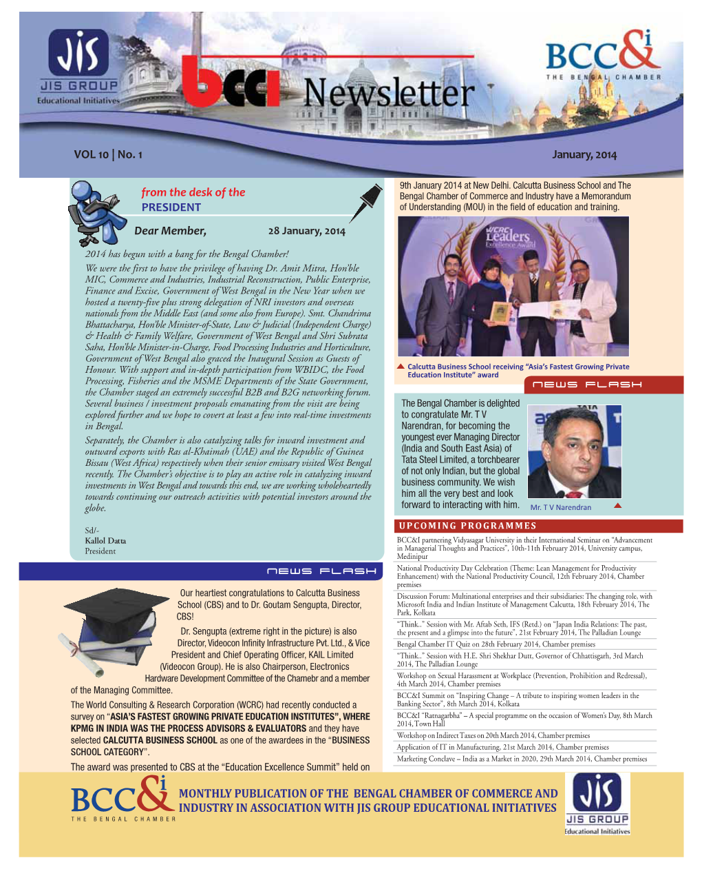 No. 1 January, 2014 MONTHLY PUBLICATION of the BENGAL