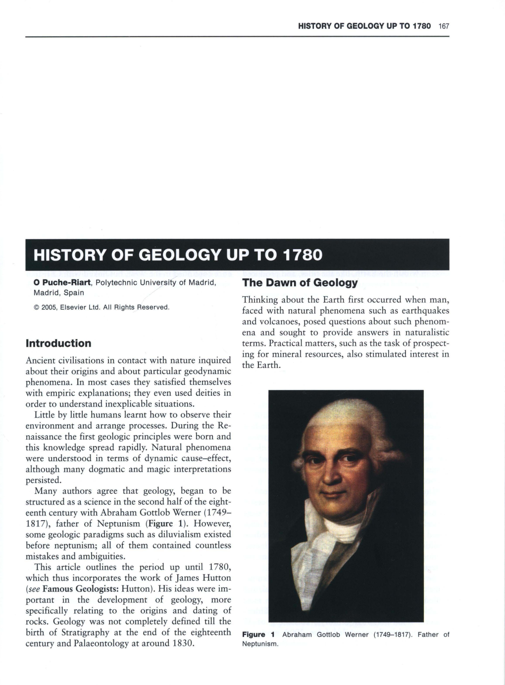 HISTORV of GEOLOGV up to 1780 167