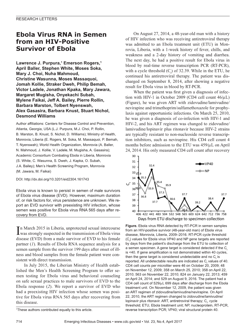 Ebola Virus RNA in Semen from an HIV-Positive Survivor of Ebola