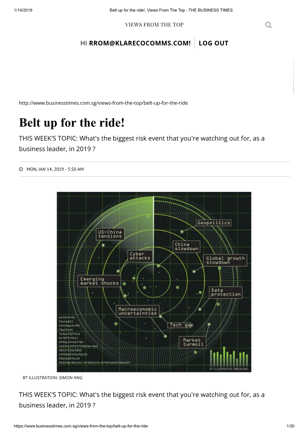 Belt up for the Ride!, Views from the Top - the BUSINESS TIMES