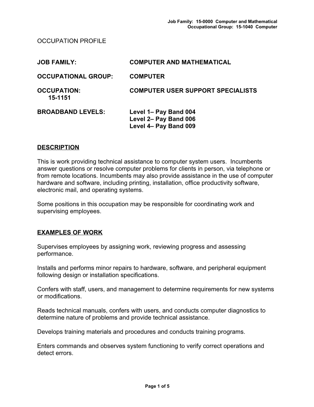 Job Family: 15-0000 Computer and Mathematical