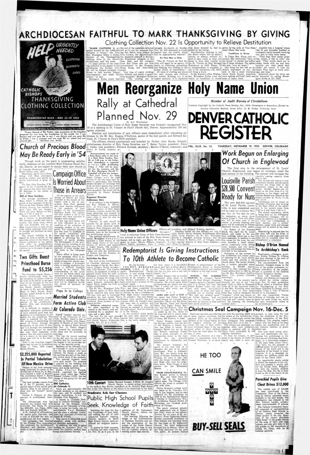 Men Reorganize Holy Name Union DENVER Cathaic REGISTER