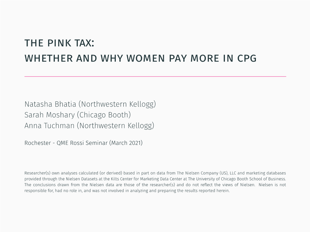 The Pink Tax: Whether and Why Women Pay More in Cpg