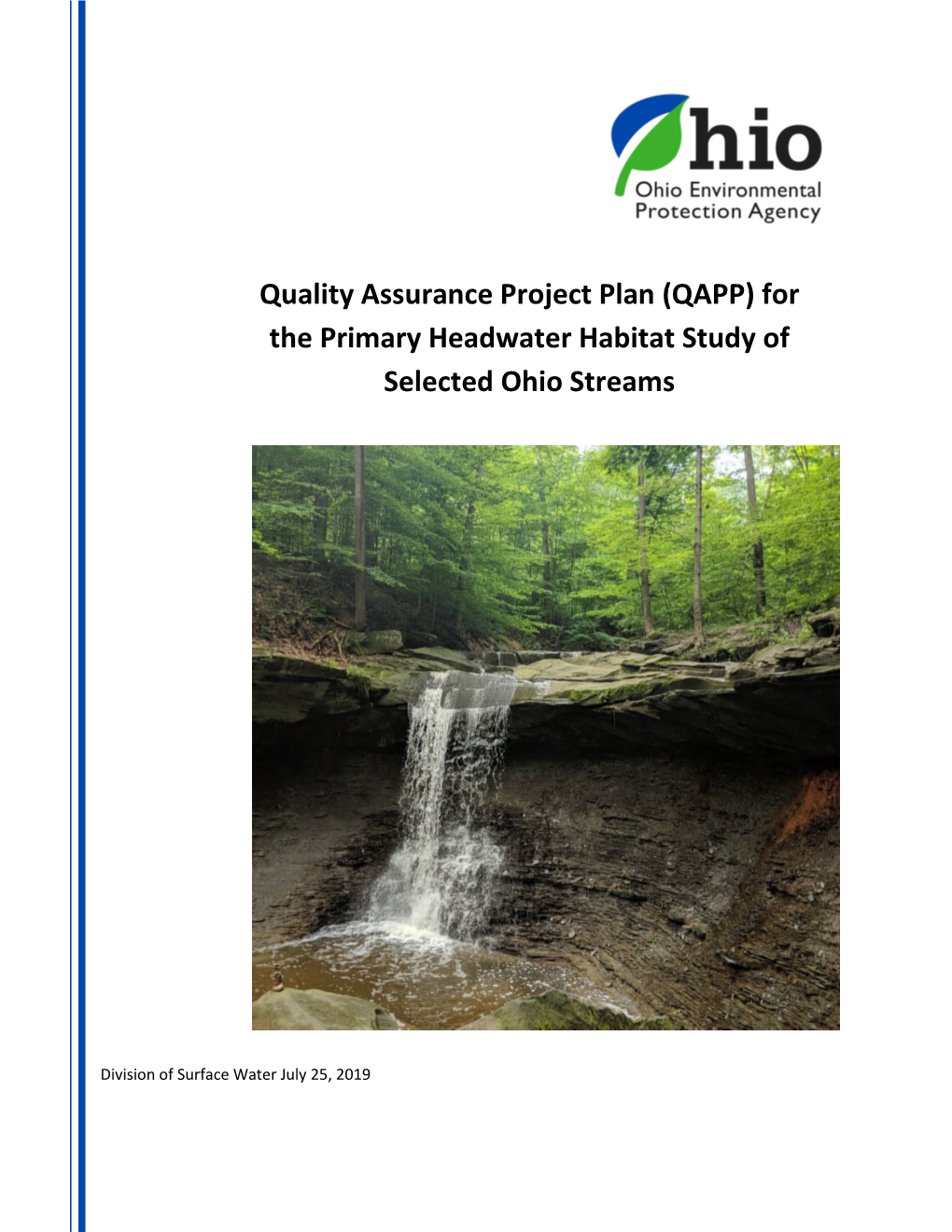 Quality Assurance Project Plan (QAPP) for the Primary Headwater Habitat Study of Selected Ohio Streams